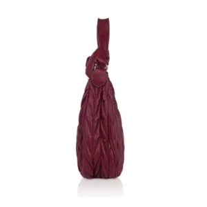Women's Faux Leather Textured Handbag (Red) - Image 5