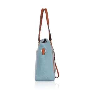 Women's Faux Leather Textured Tote Bag (Blue) - Image 5