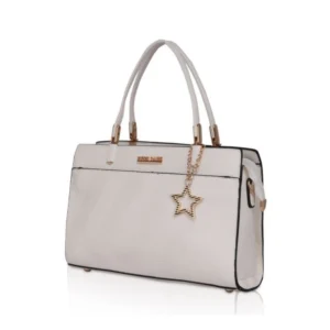 Women's Faux Leather Textured Adjustable Long Belt Handbag (White) - Image 6