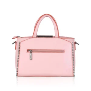 Women's Faux Leather Metal Beads Handbag (Pink) - Image 6