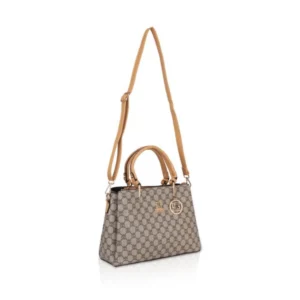 Women's Faux Leather Printed Handbag (Camel) - Image 2
