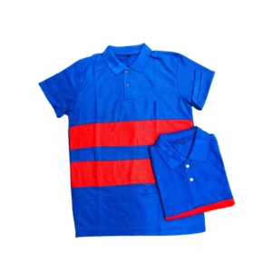 Men's Casual Short Sleeves Cotton Polo Neck T-shirt (Blue) - Image 4
