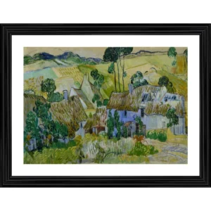 Farms near Auvers 1890 Painting With Wood Photo Frame (Multicolor) - Image 2