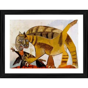 Cat Devouring A Bird 1939 Painting With Wood Photo Frame (Multicolor) - Image 2
