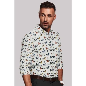 Men's Cotton Blended Printed Full Sleeve Shirt (Multicolor) - Image 4