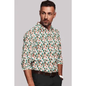 Men's Cotton Blended Printed Full Sleeve Shirt (Multicolor) - Image 4