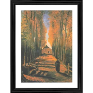 Avenue of Poplars in Autumn 1884 Painting With Wood Photo Frame (Multicolor) - Image 2