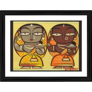 Two Worshiping Women Painting With Wood Photo Frame (Multicolor) - Image 2