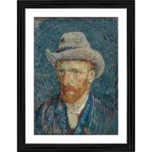 Self Portrait with Grey Felt Hat 1887 Painting With Wood Photo Frame (Multicolor) - Image 2