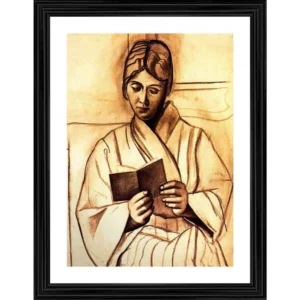 Woman Olga Reading a Book 1920 Painting With Wood Photo Frame (Multicolor) - Image 2