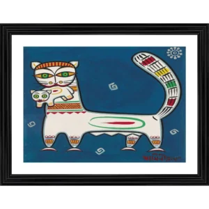 Cat and Kitten Painting With Wood Photo Frame (Multicolor) - Image 2