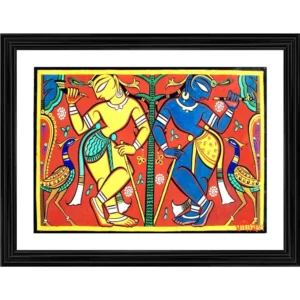 Krishna Balram Painting With Wood Photo Frame (Multicolor) - Image 2