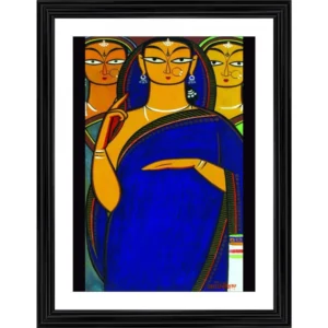 Three Pujarans Painting With Wood Photo Frame (Multicolor) - Image 2