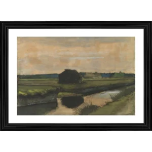 Stack of Peat and Farmhouses 1883 Painting With Wood Photo Frame (Multicolor) - Image 2