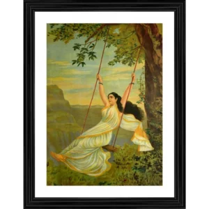 Mohini on a Swing 1894 Painting With Wood Photo Frame (Multicolor) - Image 2