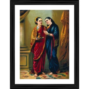 Draupadi and Sudeshna 1896 Painting With Wood Photo Frame (Multicolor) - Image 2