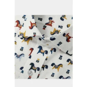 Men's Cotton Blended Printed Full Sleeve Shirt (Multicolor) - Image 2