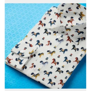 Men's Cotton Blended Printed Full Sleeve Shirt (Multicolor) - Image 3