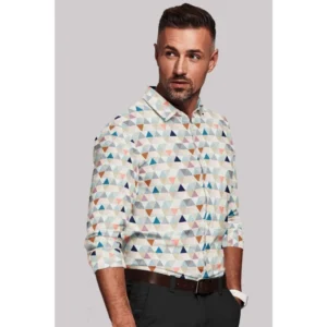Men's Cotton Blended Printed Full Sleeve Shirt (Multicolor) - Image 4