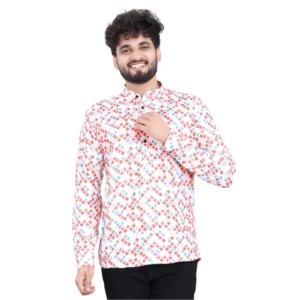 Men's Cotton Blended Printed Full Sleeve Shortkurta (Multicolor) - Image 7