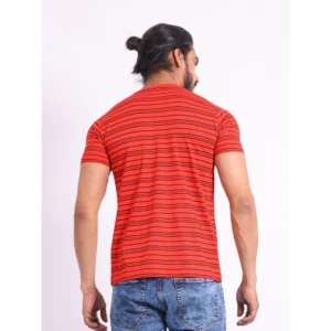 Men's Casual Cotton Printed Round Neck Half Sleeve T-Shirt (Red) - Image 2