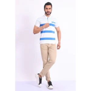 Men's Casual Cotton Printed Polo Neck Half Sleeve T-Shirt (White) - Image 7