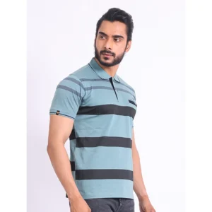 Men's Casual Cotton Printed Polo Neck Half Sleeve T-Shirt (Green) - Image 3
