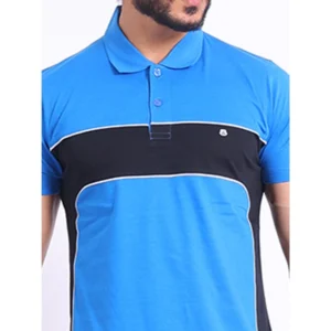 Men's Casual Cotton Printed Polo Neck Half Sleeve T-Shirt (Inkblue) - Image 6