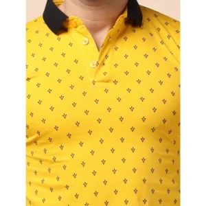 Men's Casual Cotton Printed Polo Neck Half Sleeve T-Shirt (Yellow) - Image 6