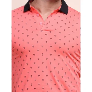 Men's Casual Cotton Printed Polo Neck Half Sleeve T-Shirt (Red) - Image 6