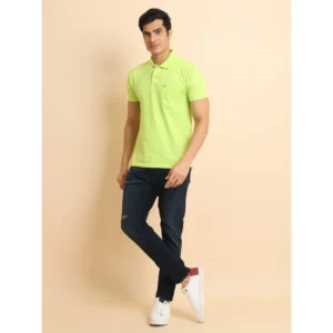 Men's Casual Cotton Printed Polo Neck Half Sleeve T-Shirt (Green) - Image 7