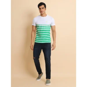 Men's Casual Cotton Printed Round Neck Half Sleeve T-Shirt (Green) - Image 6