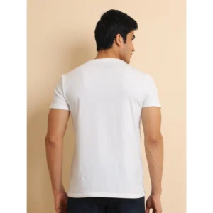 Men's Casual Cotton Printed Round Neck Half Sleeve T-Shirt (Blue) - Image 2