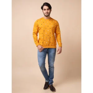 Men's Casual Cotton Printed Round Neck Full Sleeve Sweat T-Shirt (Mustard) - Image 7