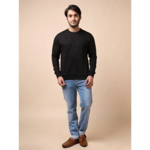 Men's Casual Cotton Printed Round Neck Full Sleeve Sweat T-Shirt (Black) - Image 7