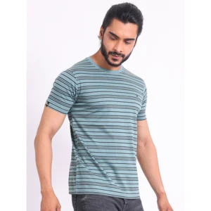 Men's Casual Cotton Printed Round Neck Half Sleeve T-Shirt (Gery) - Image 4
