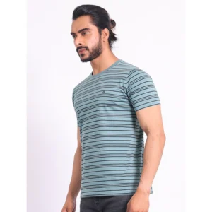 Men's Casual Cotton Printed Round Neck Half Sleeve T-Shirt (Gery) - Image 3