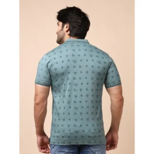 Men's Casual Cotton Printed Polo Neck Half Sleeve T-Shirt (Grey) - Image 2