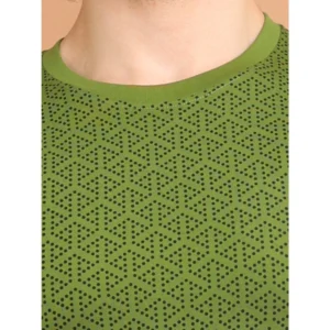 Men's Casual Cotton Printed Round Neck Half Sleeve T-Shirt (Green) - Image 6