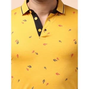 Men's Casual Cotton Printed Polo Neck Half Sleeve T-Shirt (Mustard) - Image 6