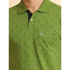 Men's Casual Cotton Printed Polo Neck Half Sleeve T-Shirt (Green) - Image 6