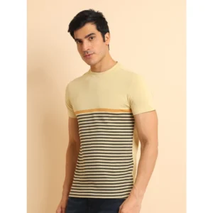 Men's Casual Cotton Printed Round Neck Half Sleeve T-Shirt (Brown) - Image 4