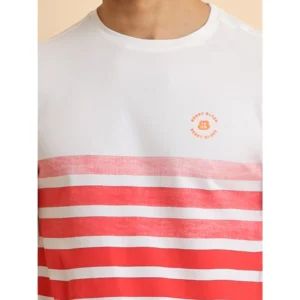 Men's Casual Cotton Printed Round Neck Half Sleeve T-Shirt (Red) - Image 6