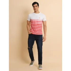 Men's Casual Cotton Printed Round Neck Half Sleeve T-Shirt (Red) - Image 7