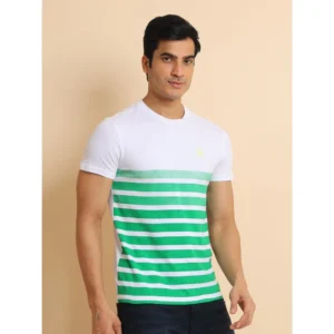 Men's Casual Cotton Printed Round Neck Half Sleeve T-Shirt (Green) - Image 2
