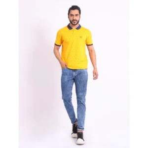 Men's Casual Cotton Printed Polo Neck Half Sleeve T-Shirt (Turmeric) - Image 7