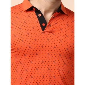 Men's Casual Cotton Printed Polo Neck Half Sleeve T-Shirt (Rust) - Image 6