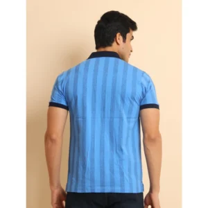 Men's Casual Cotton Printed Polo Neck Half Sleeve T-Shirt (LightBlue) - Image 2