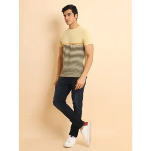 Men's Casual Cotton Printed Round Neck Half Sleeve T-Shirt (Brown) - Image 7