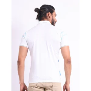 Men's Casual Cotton Printed Polo Neck Half Sleeve T-Shirt (White) - Image 2